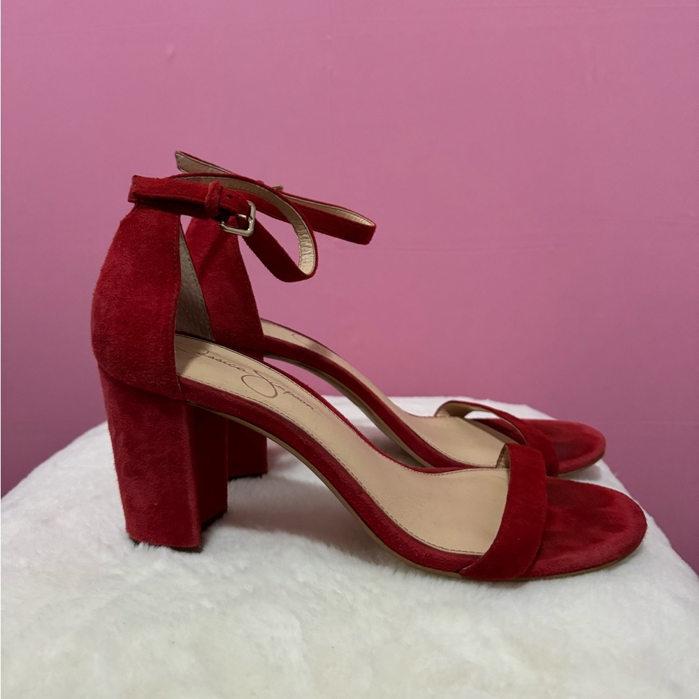 Women’s Jessica Simpson Red Strap Heels Size 8.5